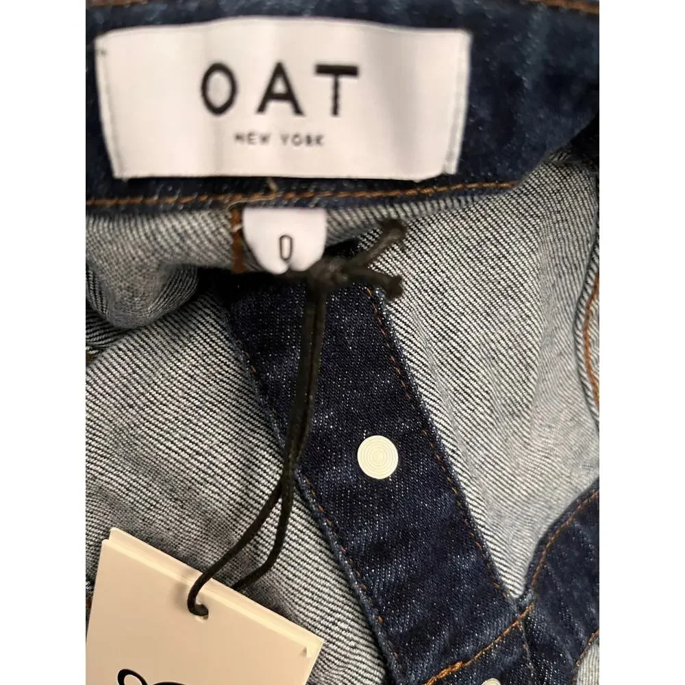 NWT Oat New York Women's Denim Button up Dress Size 0 Blue With Pockets